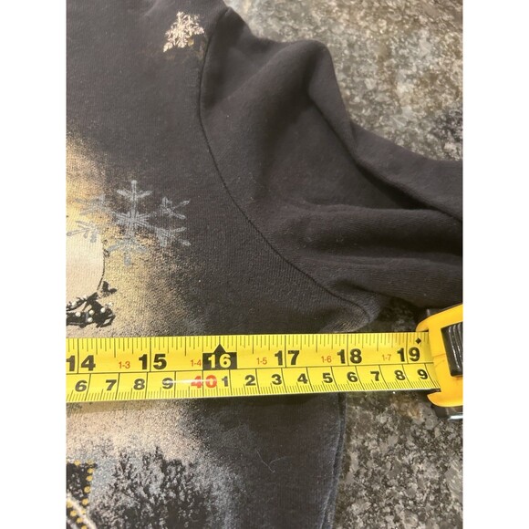 Blue Canyon Top Women Black Happy Holidays Embellish 3/4 Sleeve Large Petite Y2K - Picture 6 of 7